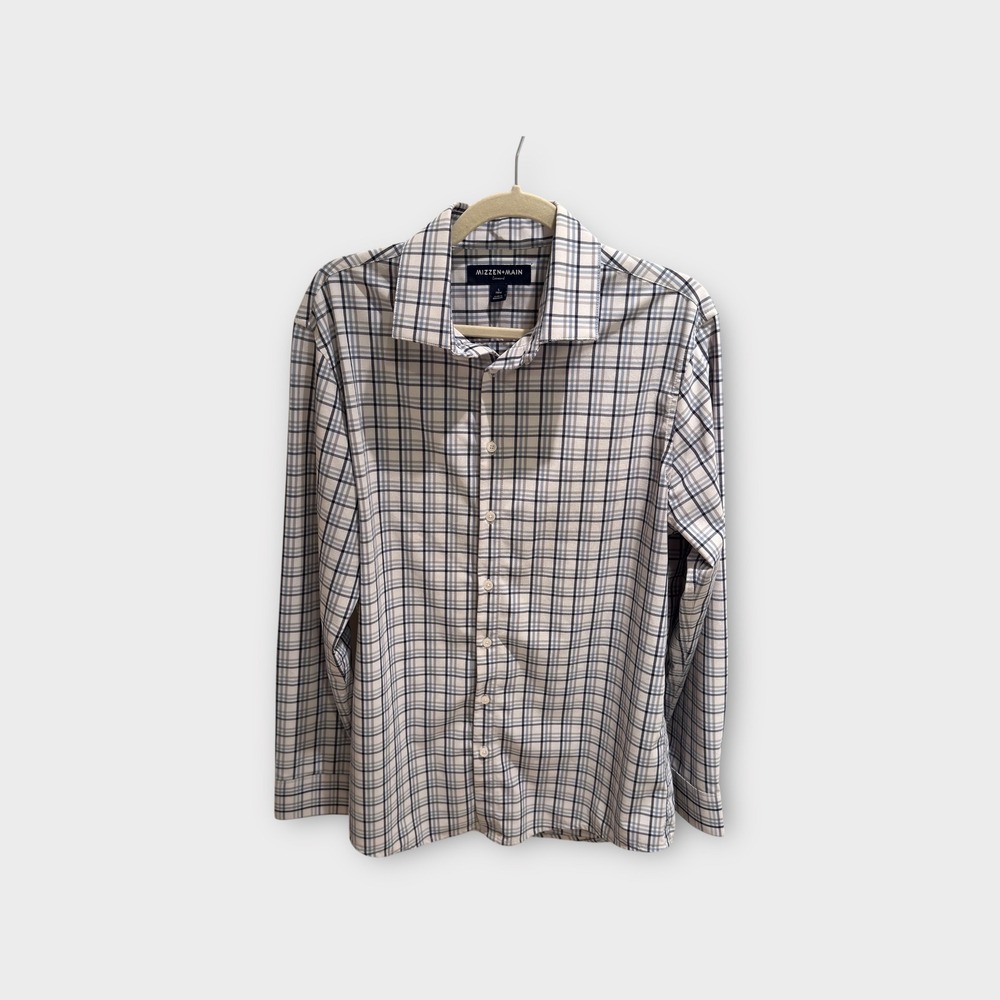 Mizzen + Main Leeward Mens Plaid Long Sleeve Button Up Shirt Size L